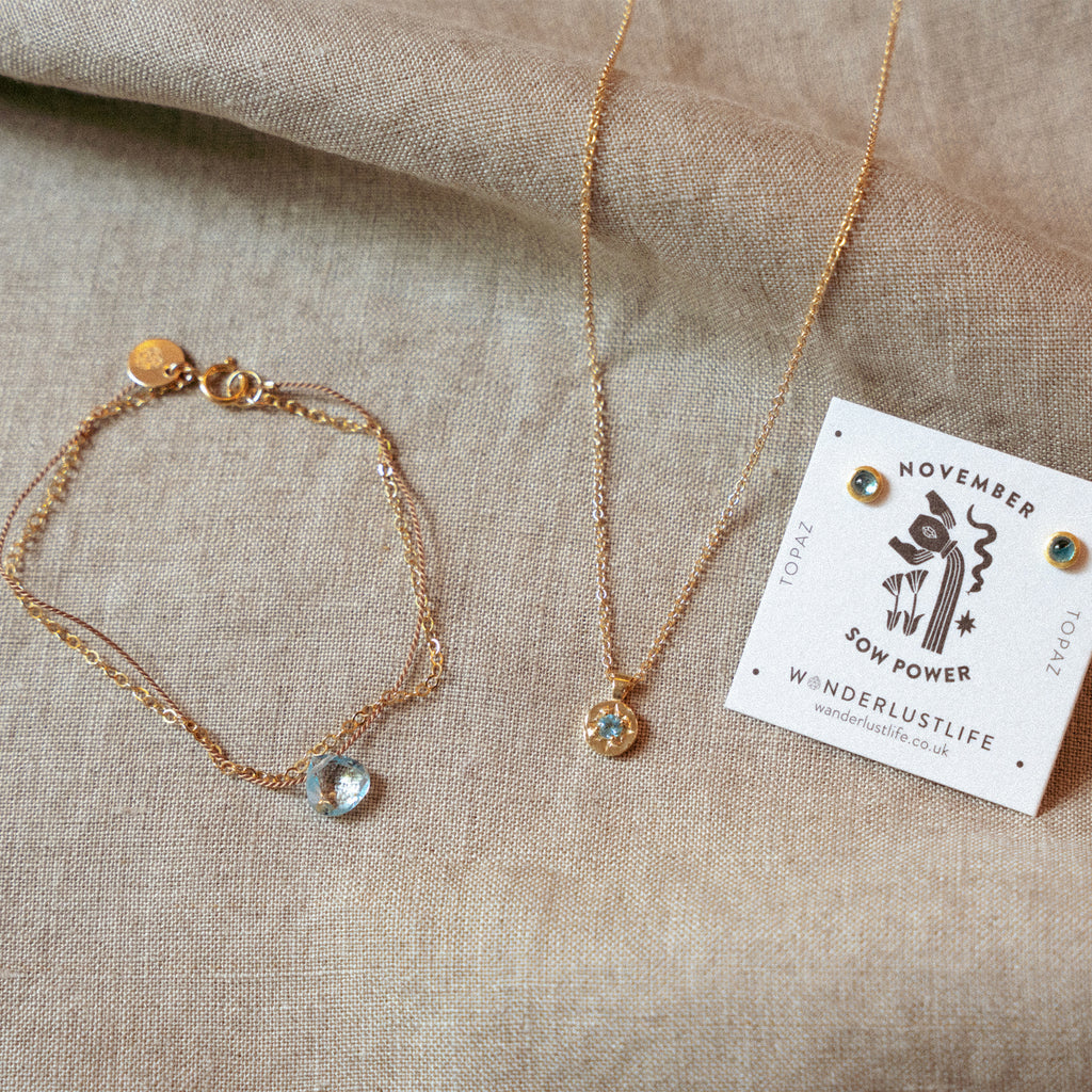 November Gold and Silk Birthstone Bracelet. November birthstone, gold and silk topaz bracelet. Proudly designed in Devon & handcrafted by our Wanderlust Life jewellery makers in the UK.